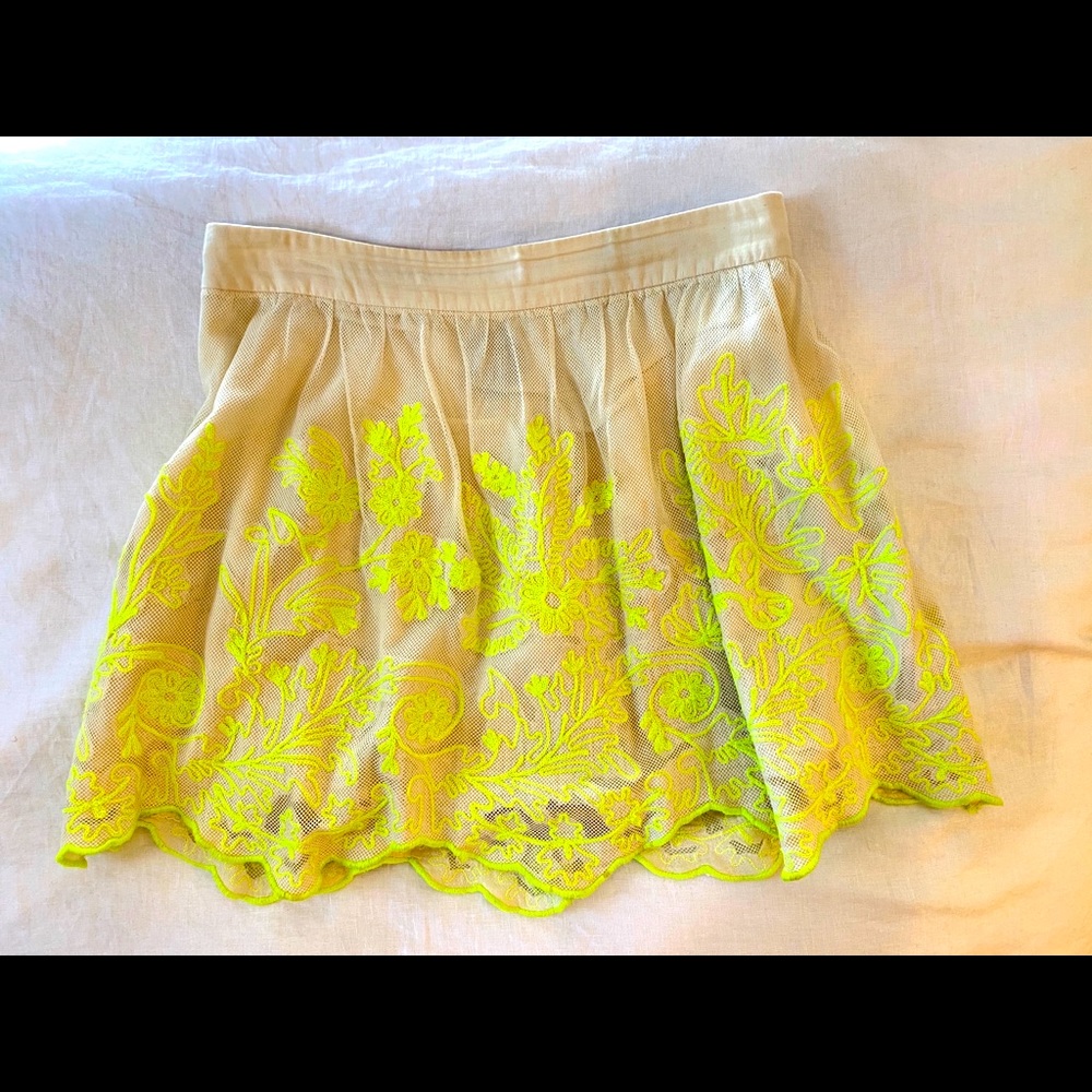 Flirty Anthropologie Skirt with Bright Embroidery